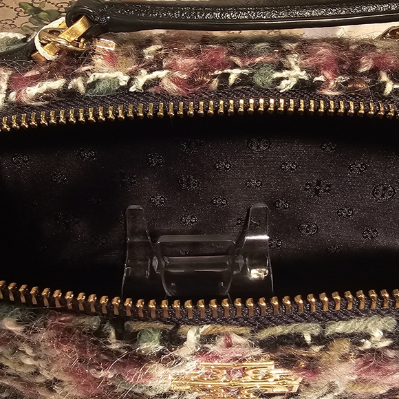 Tory Burch  Britten Tweed MultiColor Mini Top Handle Bag with Chain Strap Nwot - Picture 4 of 16